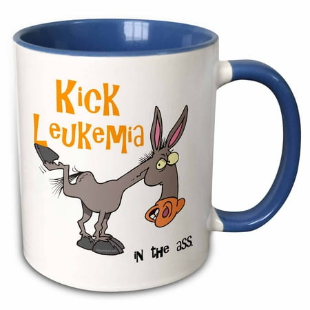 3dRose Kick Leukemia In The Ass Awareness Ribbon Cause Design - Two Tone Blue Mug, (Best Ass In Showbiz)