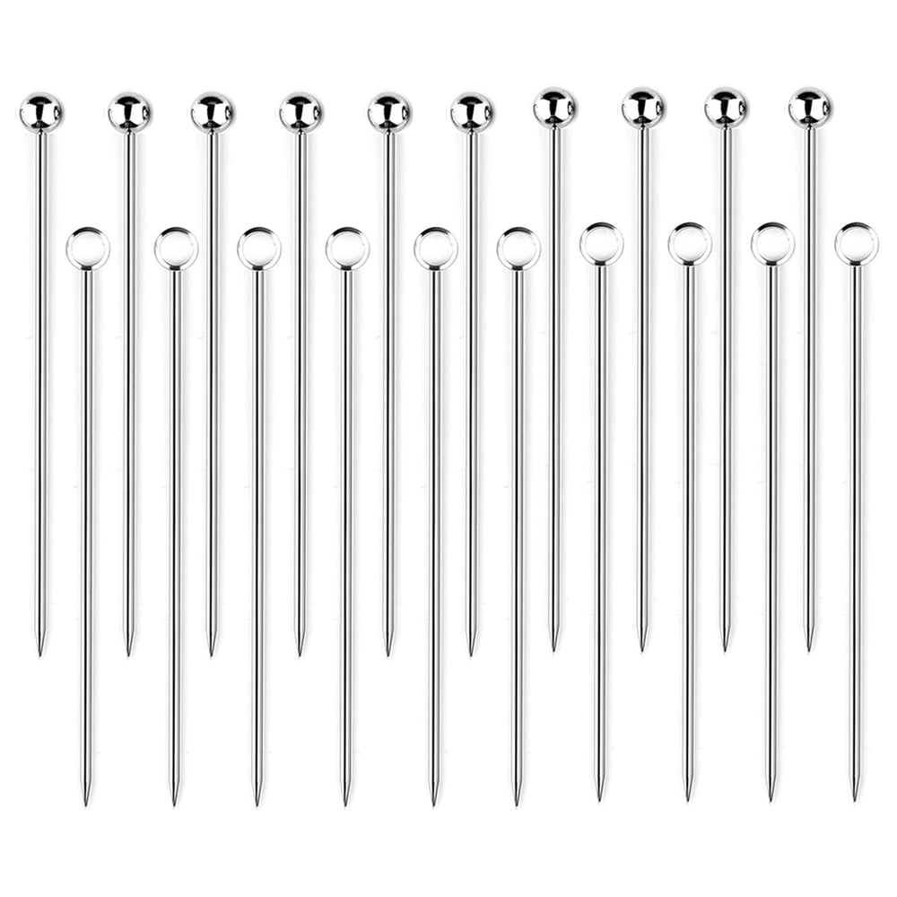 5 Pcs Stainless Steel Cocktail Picks Reusable Toothpicks Fruit Sticks（Sword）