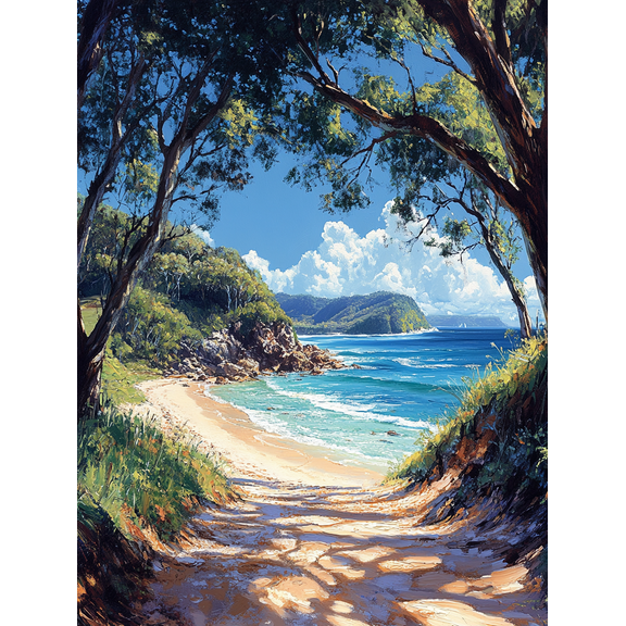 Scenic Coastal Beach Canvas Wall Art， Perfect for Living Room， Office，and Hallway Decoration.