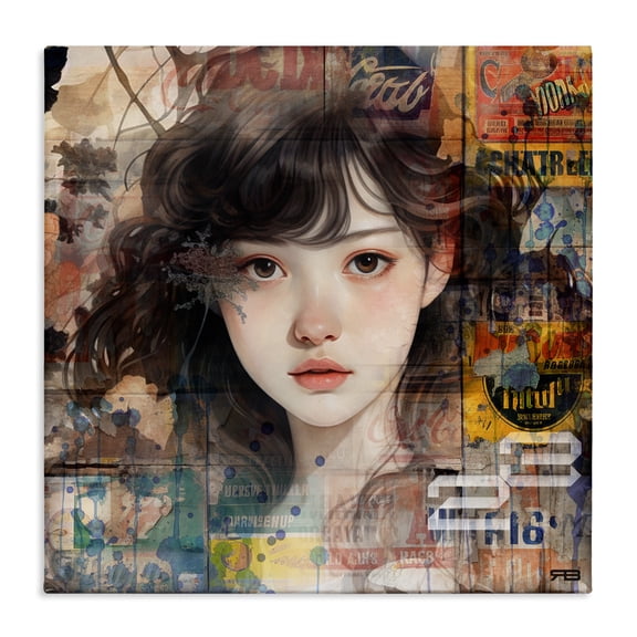 Stupell Industries Modern Girl on Vintage Collage Canvas Art, 24 x 24, by RB