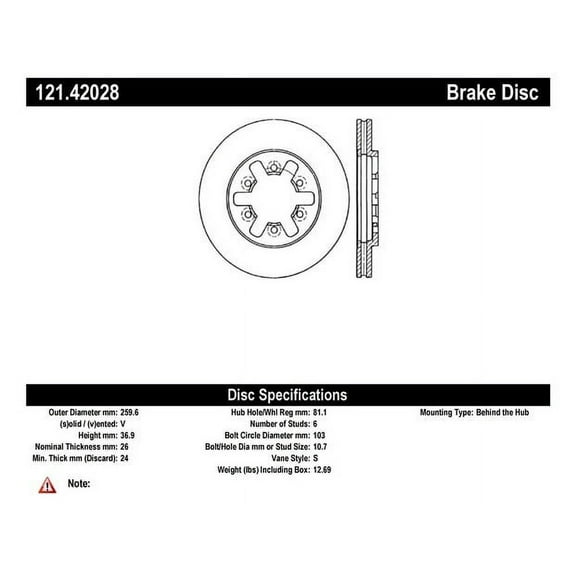 C-Tek Disc Brake Rotor 121.42028 Fits select: 1995 NISSAN TRUCK, 1993-1994 NISSAN D21