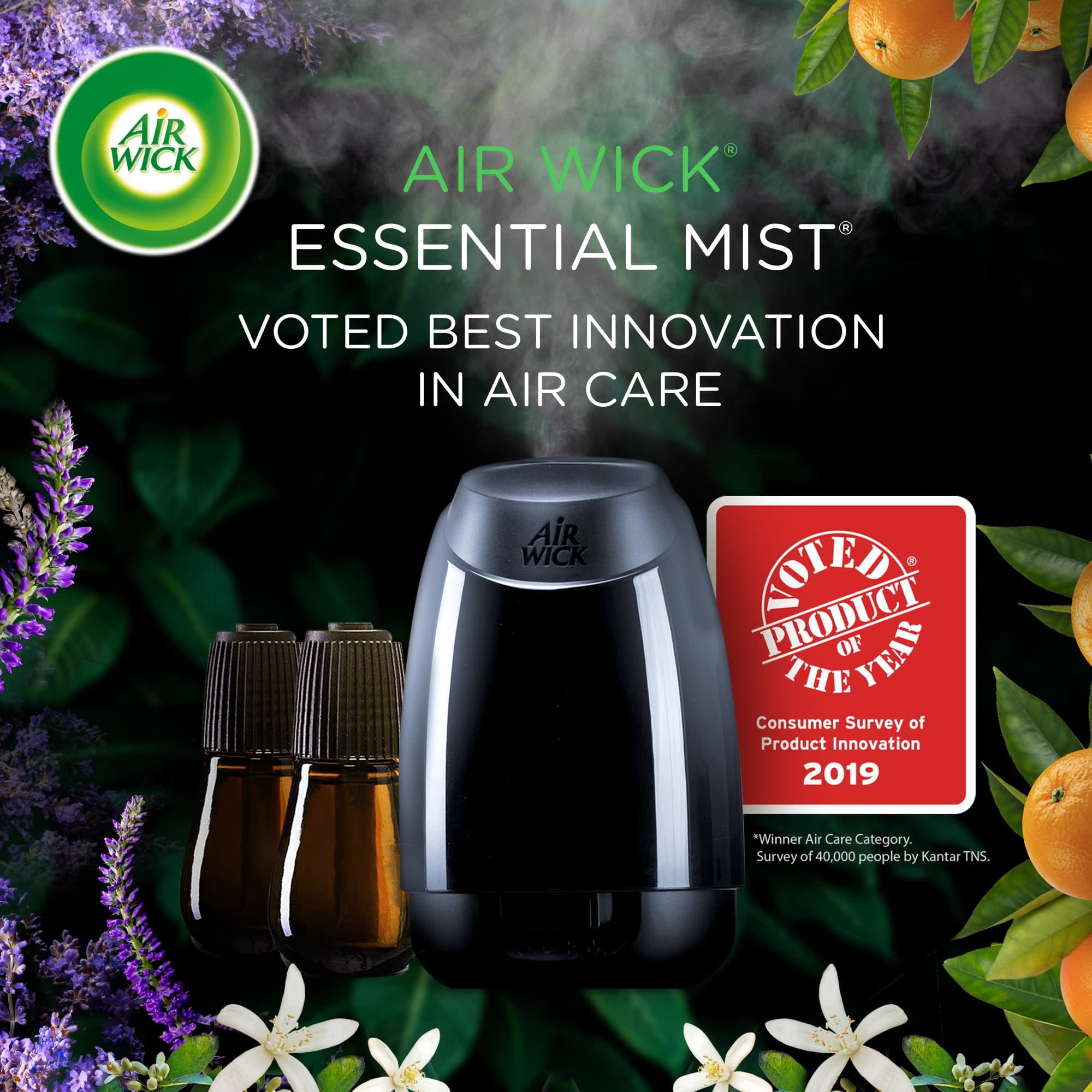 Air Wick Essential Mist Refill, 3ct, Lavender and Almond Blossom, Essential Oils Diffuser, Air Freshener