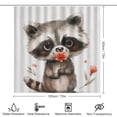 thumbnail image 2 of 4 Piece Bathroom Rug Set with Shower Curtain Cute Raccoon Holding A Flower with Non-Slip Rugs Toilet Lid Cover And Bath Mat Bathroom Decor Set Raccoon with Flower Cute Animal 12 Plastic Hooks, 2 of 8