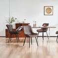 thumbnail image 3 of YOUNIKE Dining Chairs Set of 2, Upholstered Dining Room Chairs with Metal Legs, Faux Leather Kitchen Chairs, Armless Side Chairs, Large Padded, Metal Legs, Brown, 3 of 14