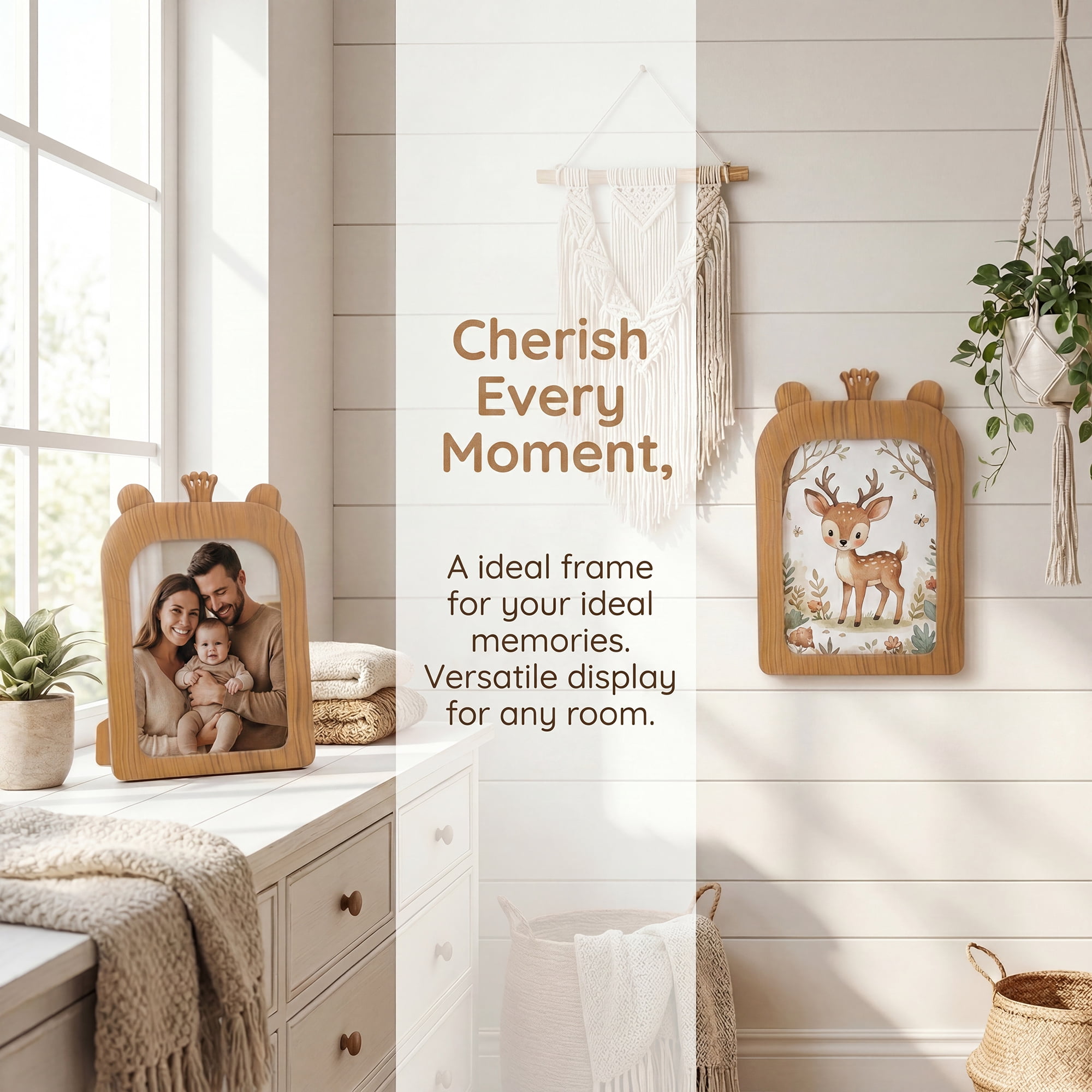 Unique Bargains Minimalist Clear Acrylic Floating Photo Frame Brown Crown 5" x 7"
