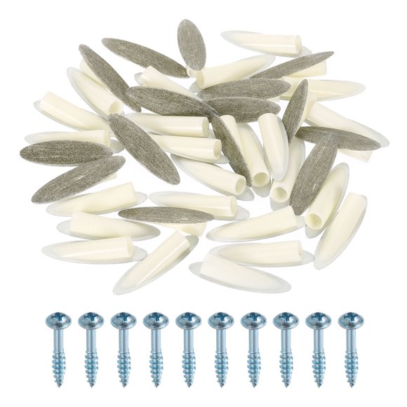 Uxcell 100 Pack Plastic Pocket Hole Plugs, 9mm Slant Hole Caps with Pocket Screws for Pocket Hole Jig Wood Working Tool Accessories, Gray/White