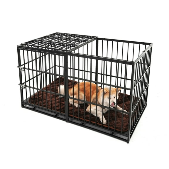 ZephyPaws 61" Extra Large Dog Crate Furniture with Cushion, Heavy Duty Dog cage Strong Metal Dog Kennels and Pens Crates with 2 Door and 2 Removable Trays for Large Dogs
