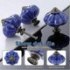 thumbnail image 2 of Set Of 6 Ceramic Cabinet Knobs Antique Style Pumpkin Shape Blue, 2 of 5