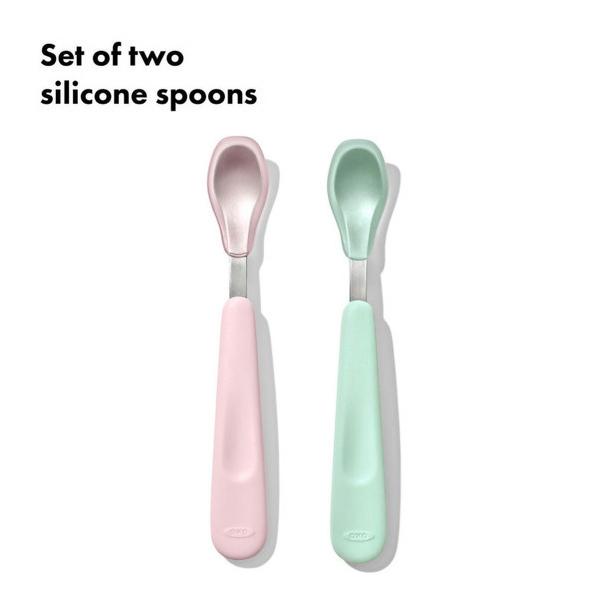 OXO Tot Feeding Spoon Set, for AGES 6+ Months, Opal and Blossom