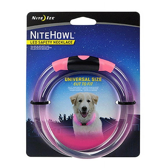 Nite Howl Light Up Dog Collars Nighttime Safety Glow Flash 12" - 27" Pick Color (Pink)