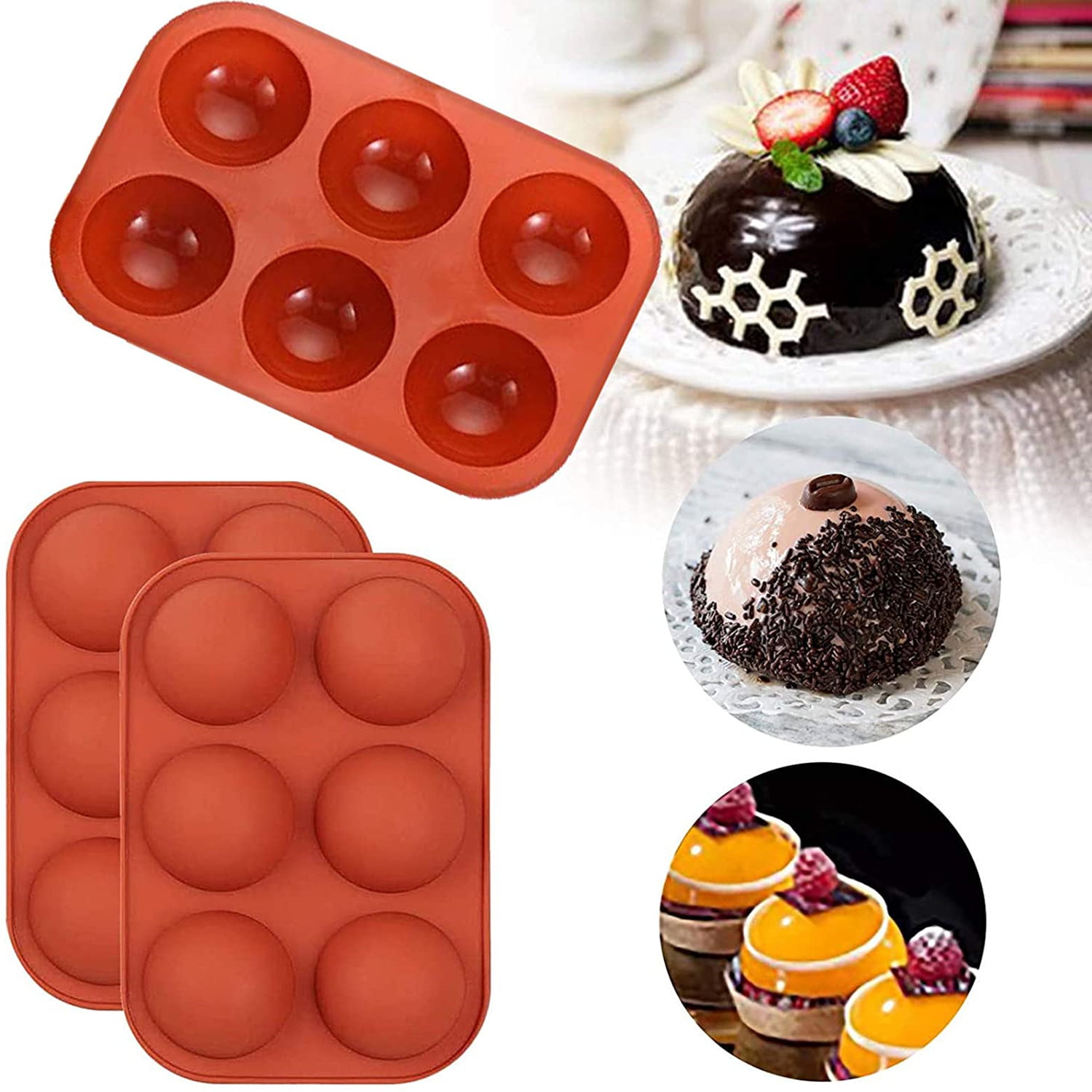 2Pcs Silicone Baking Cups Food Grade Mould Tray for Muffin Mousse Chocolate 