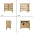 thumbnail image 3 of Tina's Home Farmhouse Natural Soild wood End Table with Charging Station, 3 Drawer Side Table with Pull-Out Tray for Living Room, Small Spaces, 3 of 5