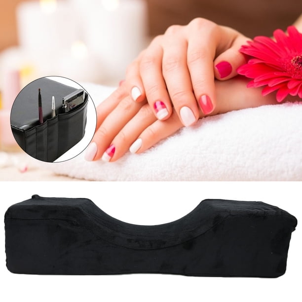 Almohada para extensión de pestañas Higoodz Almohada para salón de belleza Almohada curva ergonómica Flocado negro