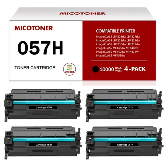 057H 057 4-Pack Compatible Toner Cartridge with Chip Compatible for Canon 057H CRG-057 Work with imageCLASS LBP226dw LBP236dw LBP237dw MF455dw MF448dw Printer (Black)