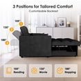 thumbnail image 3 of Anpport 3-in-1 Convertible Sleeper Sofa Bed, Pull-Out Loveseat Couch with Adjustable Back, Velvet Fabric, 55", Black, 3 of 6
