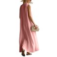 thumbnail image 6 of ClodeEU Women's Sleeveless V Neck Button Down Maxi Dress,Casual Loose Shirt Dress with Pockets Pink,Women's Plus M, 6 of 8