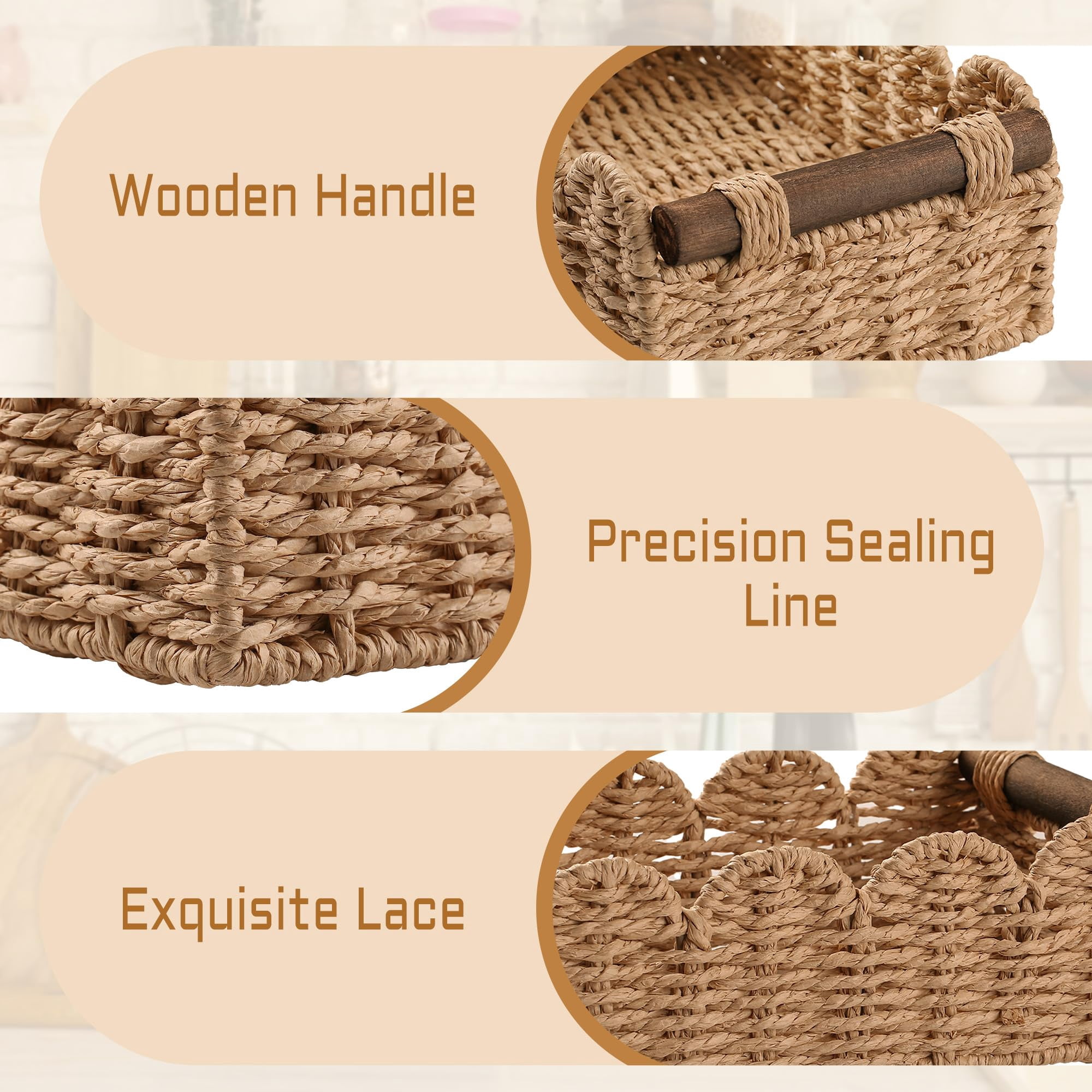 Cream Wicker Storage Basket Tank Top Organizer