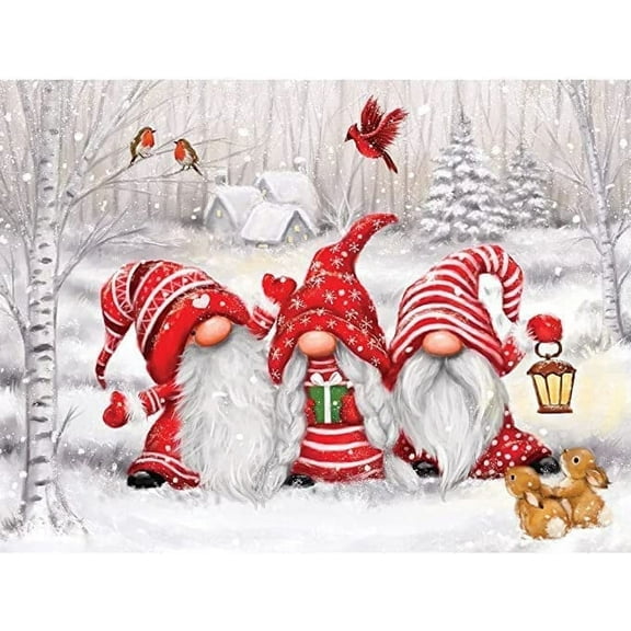 Bits and Pieces Three Gnomes Christmas Winter 500 Large Piece Jigsaw Puzzle 18" x 24"