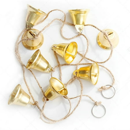 

Holloyiver Small Vintage Rustic Lucky Tin Metal Cow Bells Handmade Christmas Décor Bells on Jute Rope