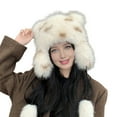 thumbnail image 5 of Trapper Hat with Bear Ear Adult Winter Earlap Hat with Pompom Windproof Faux Fur Hat with Tail for Snow Activity Skiing, 5 of 7