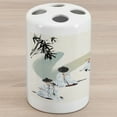 thumbnail image 1 of Korean Ceramic Toothbrush Holder, Traditional Musical Instruments Played by Men in Cultural Outfits Performing Arts, Decorative Versatile Countertop for Bathroom, 4.5" X 2.7", Multicolor, 1 of 4