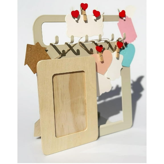 OFEFE 4-Pack Unfinished Wood Photo Frames 4x6 Inch - Natural Wood DIY Picture Frames with Clear Plastic Covers, Tabletop Display Stand for Craft Projects, Home Decor, Wedding Photos & Gifts