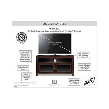 Bell'O - A/V Cabinet for Most Flat-Panel TVs Up to 55" - Deep Mahogany