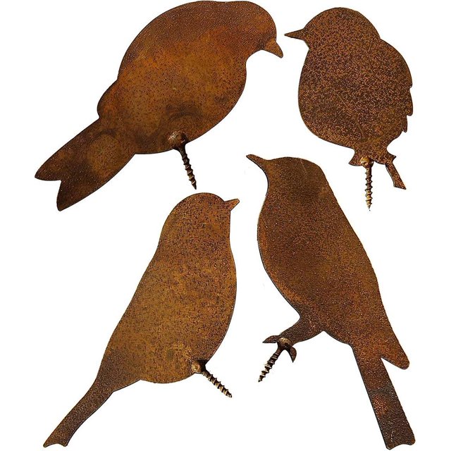 decoración De Jardin En Mtal Four Little Birds - Couleur Rouille Naturelle Peut Tre Utilize Comme Suspension Ou Insert De Toit