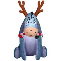 Gemmy Christmas Airblown Inflatable Outdoor Eeyore w/Candy Cane Disney , 4 ft Tall, Multicolored