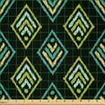 thumbnail image 2 of Ambesonne Geometric Boho Fabric by the Yard Microfiber, Turning Squares Art, 1 Yard, Charcoal Grey Green and Blue, 2 of 2