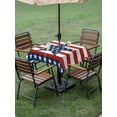 thumbnail image 2 of Square Outdoor Tablecloth With Umbrella Hole And Zipper– 4th of July Waterproof Patio Table Cover for Party, Picnic, Backyard, 60"x60" , Patriotic American Stars Red White And Blue, 2 of 8