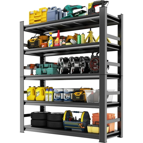 Heavy Duty Shelving Unit, 2700 LBS Capacity, Easy Assembly, Adjustable 5-Tier Metal Garage Shelving, Storage Shelves for Basement, Warehouse, 47.2" W 23.6" D 72" H