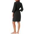 thumbnail image 3 of INSPIRE CHIC Women's Waffle Bathrobe Chenille Soft Kimono Spa & Bath Mid-Length Robes L Black, 3 of 6