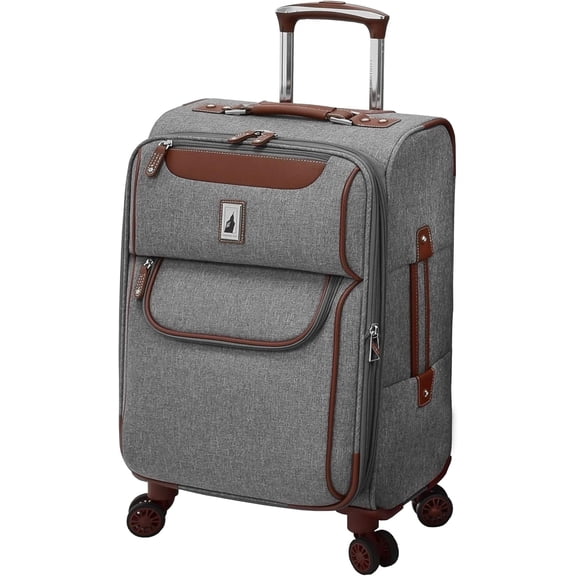 Open Box London Fog Westminster Grey 20" Expandable Spinner Carry On Upright Luggage