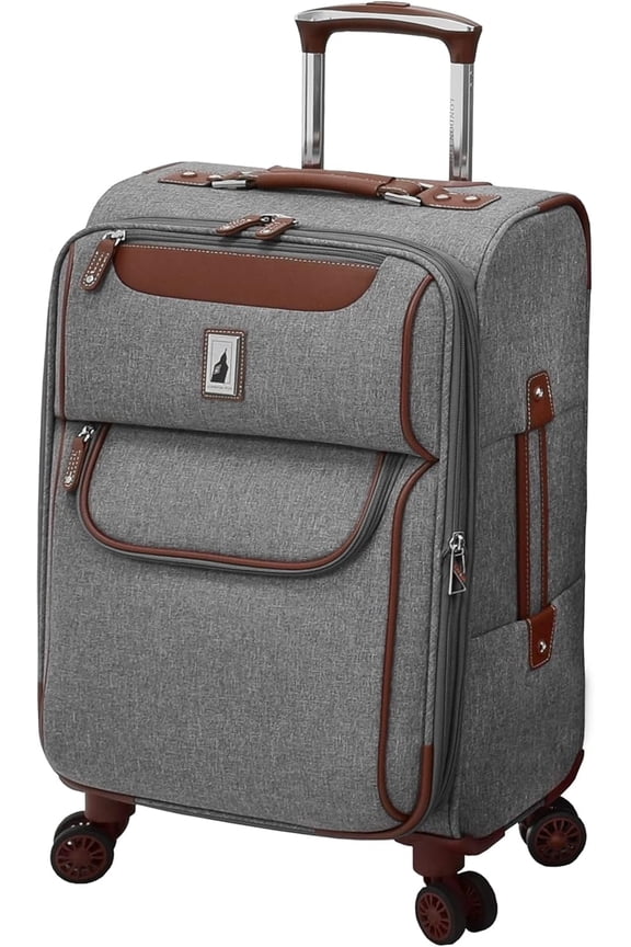 Open Box London Fog Westminster Grey 20" Expandable Spinner Carry On Upright Luggage