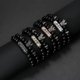 thumbnail image 5 of Pulseras de cuentas negras mate de 8 mm con piedra de ónix y corona de rey., 5 of 5