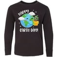 thumbnail image 3 of Inktastic Happy Earth Day Cute Smiling Planet Earth with Tree Long Sleeve Youth T-Shirt, 3 of 5