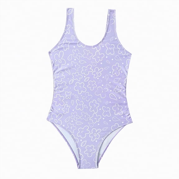 Gibobby Girls One Piece Swimsuits Summer UPF 50 Quick Dry 2T 3T 4T 5T 6T Beach Bathing Suit Cross Shoulder Strap Swimwear(13-14 Years,Purple)