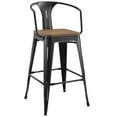 thumbnail image 2 of Modway Promenade 30" Modern Bamboo & Metal Bar Stool in Black, 2 of 5