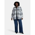 thumbnail image 2 of Terra & Sky Women's Plus Longline Brushed Plaid Shacket, Midweight, Sizes 0X-5X, 2 of 5