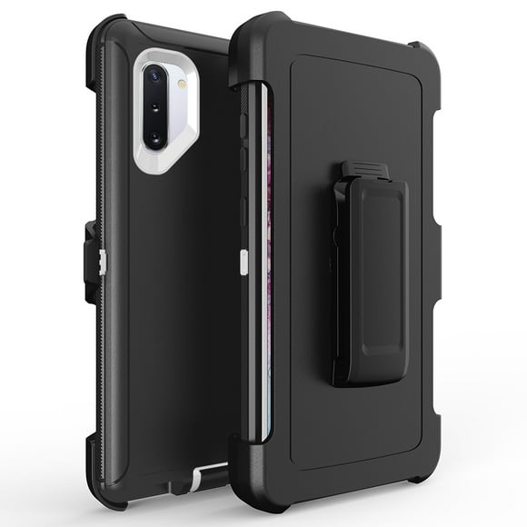 Pour Samsung Galaxy Note 10 Étui Hybride Robuste Armure avec Clip - Noir