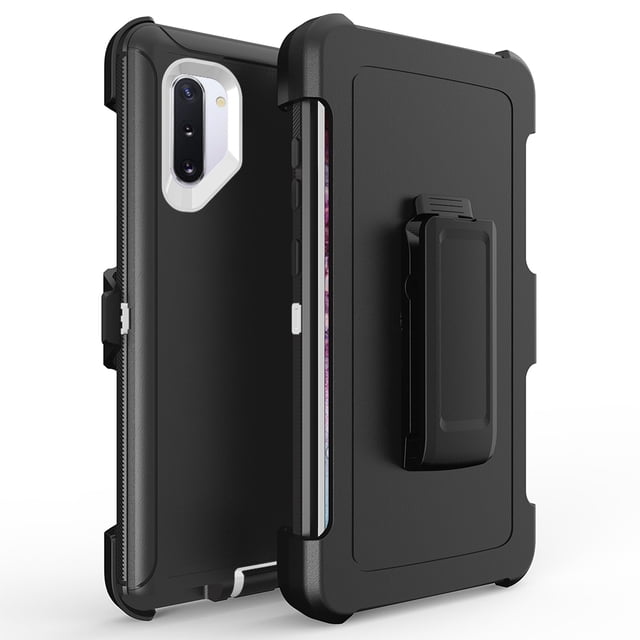 Pour Samsung Galaxy Note 10 Étui Hybride Robuste Armure avec Clip - Noir