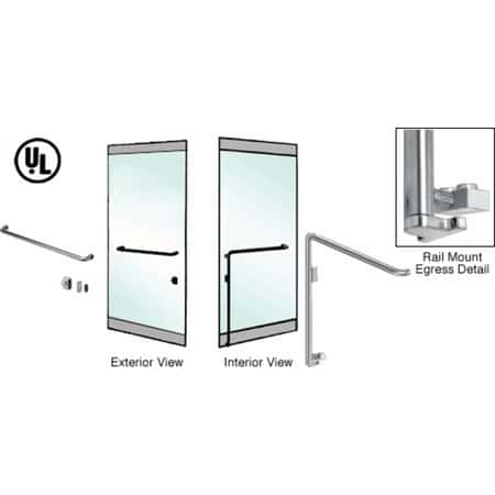 Crl Blumcraft Polished Stainless Left Hand Double Swing Rail Mount Keyed Access A Exterior Bottom Securing Electronic Egress Control Handle