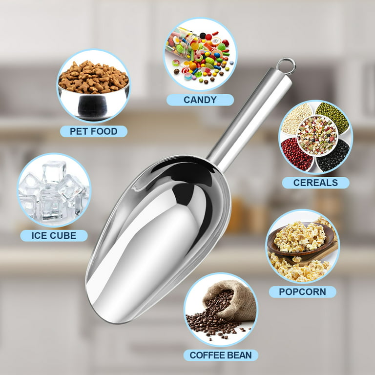 Wrought Studio Stainless Steel Ice Scoop 6 oz, Metal Ice Scooper for Ice Maker, Multipurpose for Candy Kitchen Bar Party Wedding Pet Animal Dog Food Scoop Beach Shov