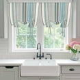 thumbnail image 4 of Light Blue Striped Balloon Curtains for Windows, Bedroom Curtains 54 Inch Length, Farmhouse Thin Line Modern Abstract Art Tie Up Curtains Panels Thermal Insulated Bathroom Curtains Window 42"x54", 4 of 8