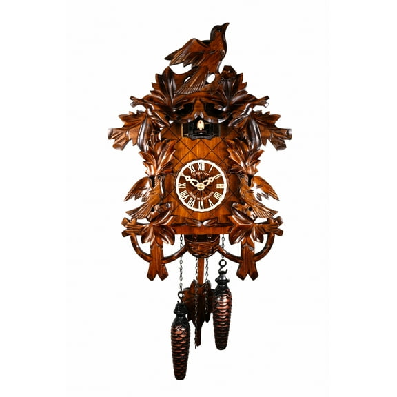Quartz Cuckoo Clock 8 leaves, 3 birds, nest
