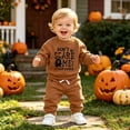thumbnail image 2 of JAJAHO Newborn Baby Boy Clothes Halloween Outfit Letter Printed Sweatshirt And Pants Toddler Jogger Set 0-3T, 2 of 5