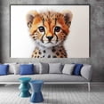 thumbnail image 5 of Mudket Cute Baby Cheetah Cub Canvas Wall Art, Minimalist Animal Wall Art for Bedroom Print for Neutral Nursery Kids Room Home Decor, Framed Ready to Hang - 12"L x 8"W, 5 of 9