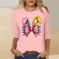 thumbnail image 2 of Kaemgyyd Womens Easter Tops Casual Loose V Neck T Shirt Cute Graphics 3/4 Sleeve Tee Spring Casual Blouse, 2 of 5