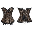 thumbnail image 3 of QRIC Womens Floral Black Lace Trim Corset Overbust Waist Cincher Bustier Top X-mas Halloween Costume Corset Tik-tok Shooting Costume, 3 of 6